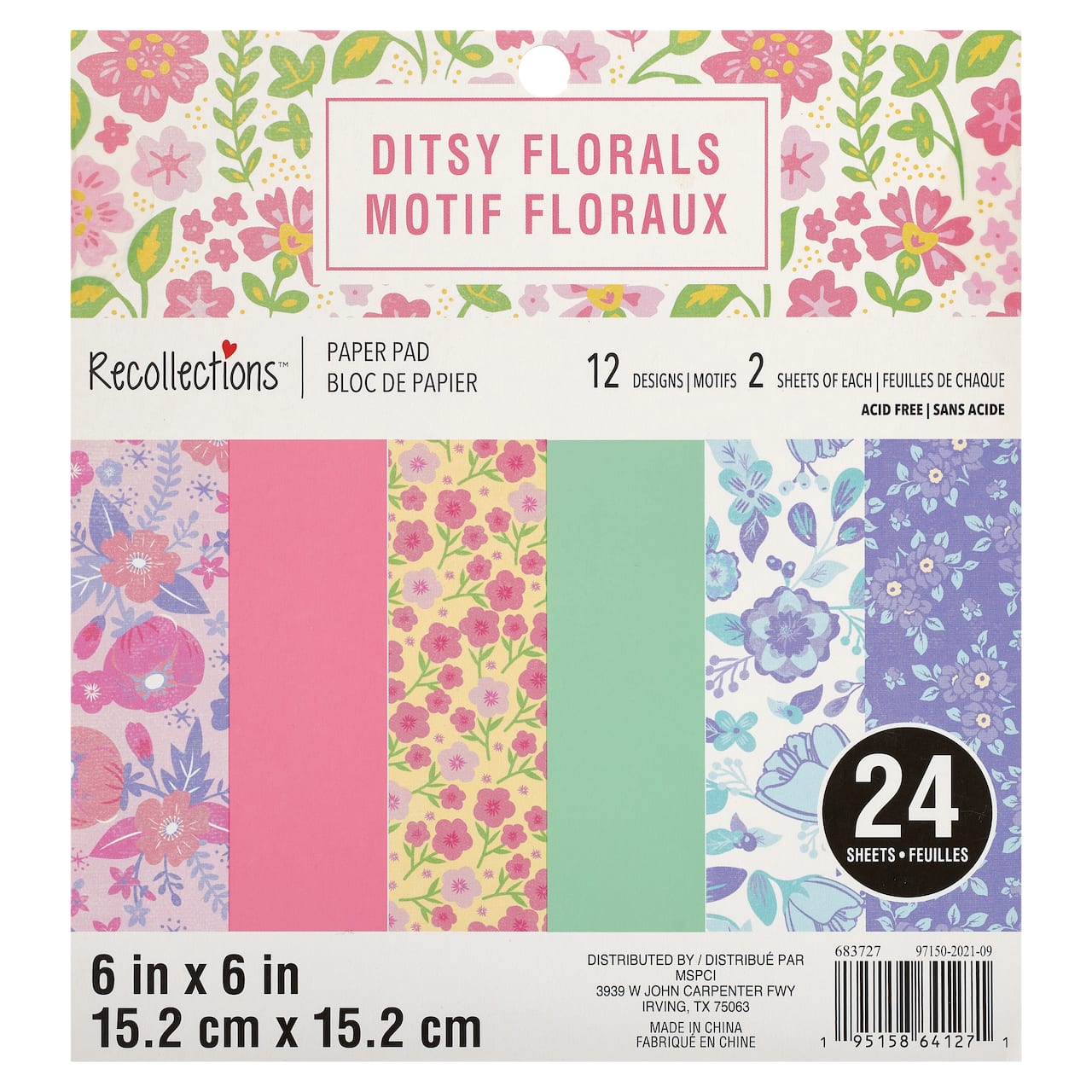 Ditsy Floral Paper Pad by Recollections&#x2122;, 6&#x22; x 6&#x22;